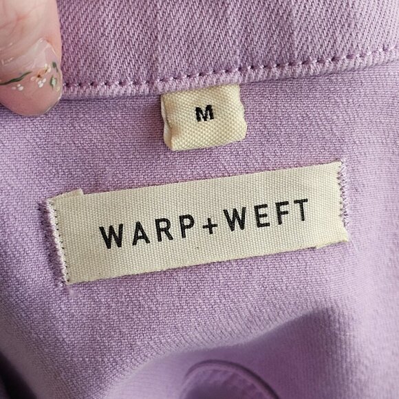 Warp + Weft Light Pastel Purple Pink Denim Button Up Vest Sz M - Picture 6 of 9